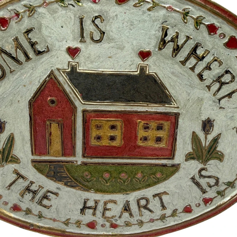 Brass Exchange Vintage Enamel Solid Brass Wall Plaque Home Is Where The Heart Is